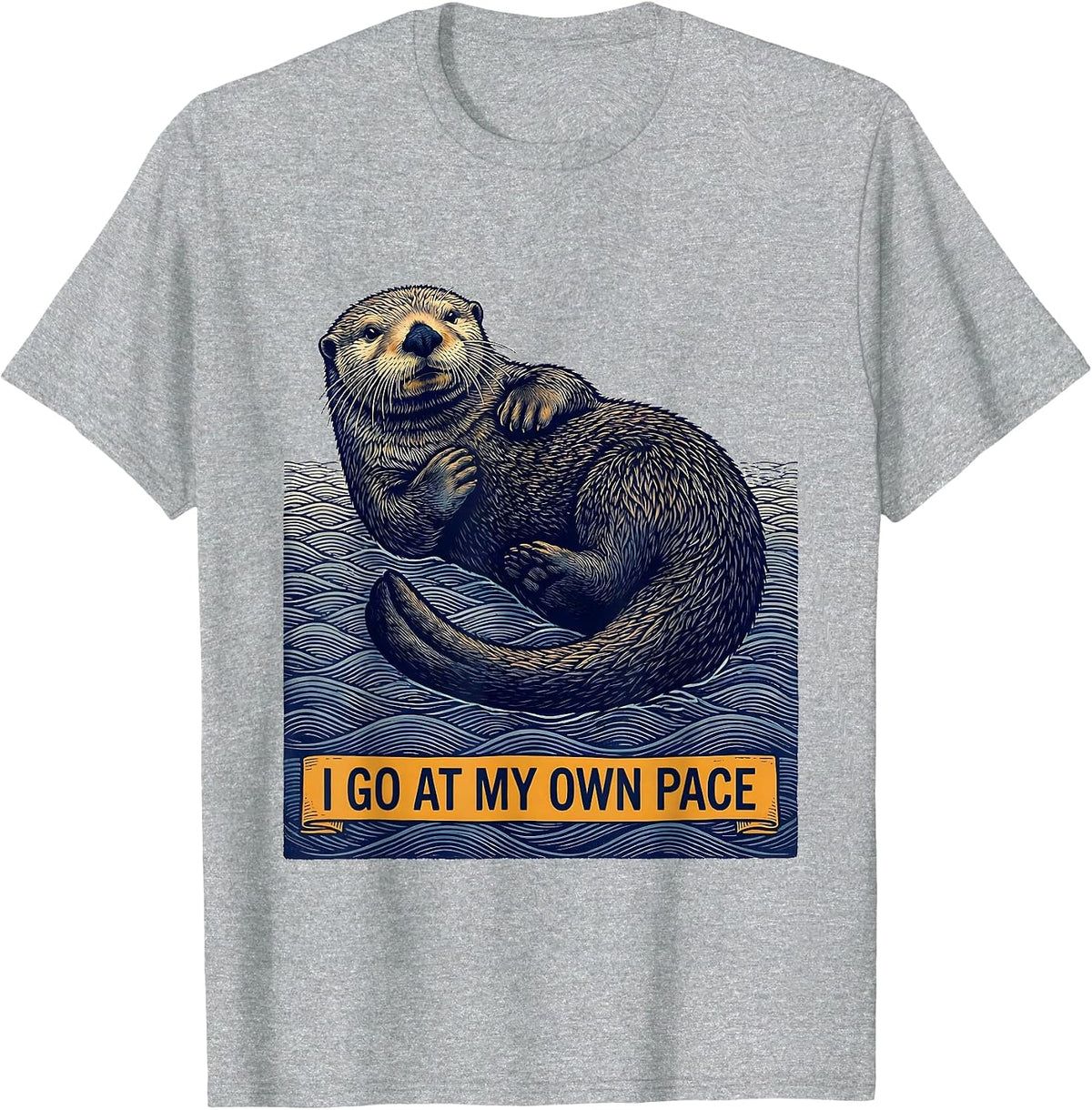 Men's I Go At My Own Pace Funny Otter Lover Nature Humor T-Shirt - Heather Grey