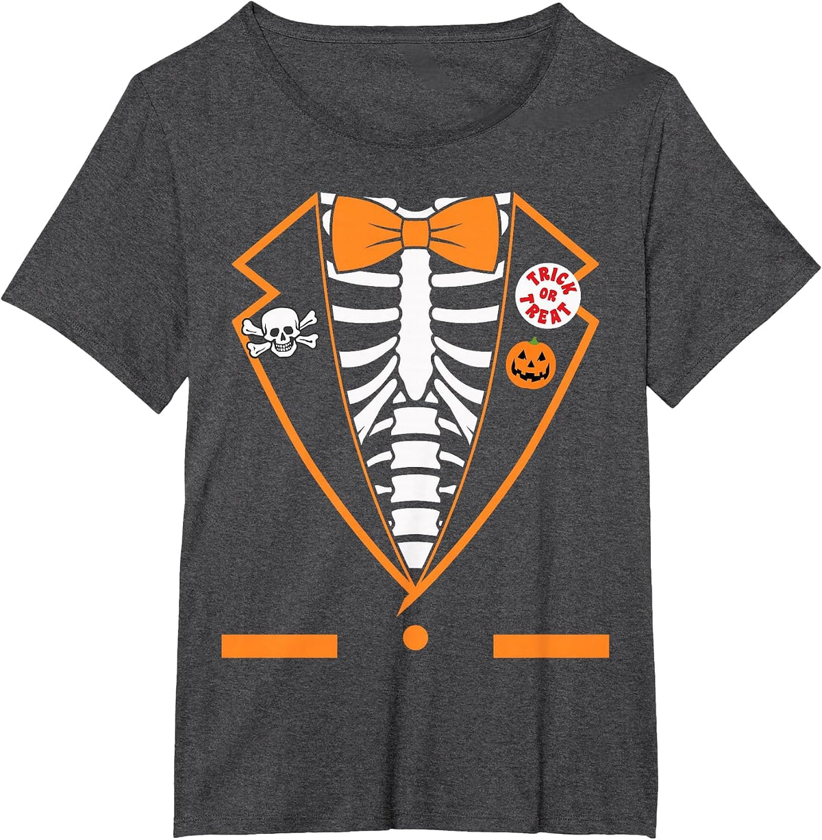 Halloween Costume Funny Skeleton Tuxedo T-Shirt - Dark Heather Grey