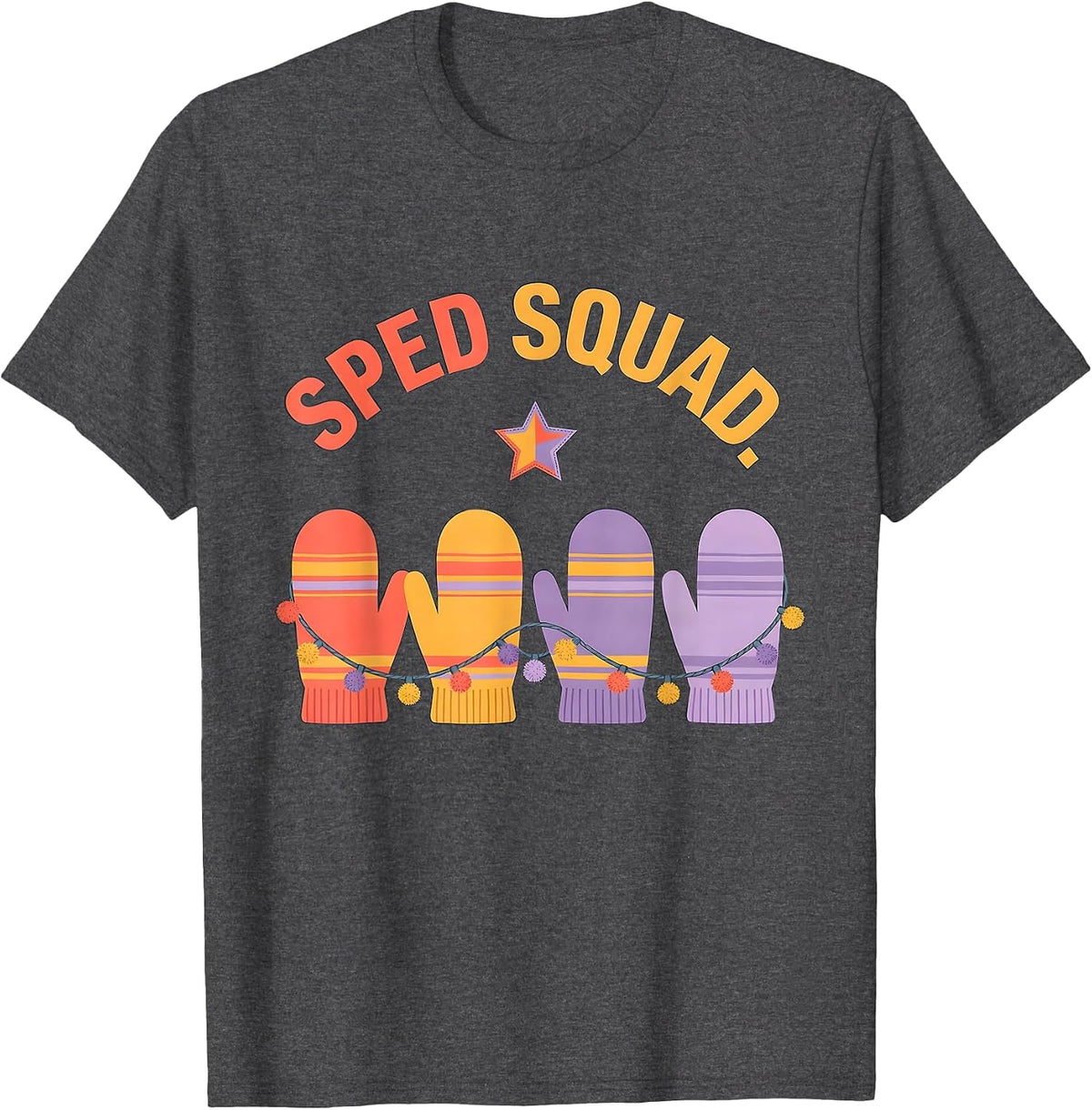 Men's SPED Squad Funny Teacher Christmas Classroom Humor T-Shirt - Dark Heather Grey
