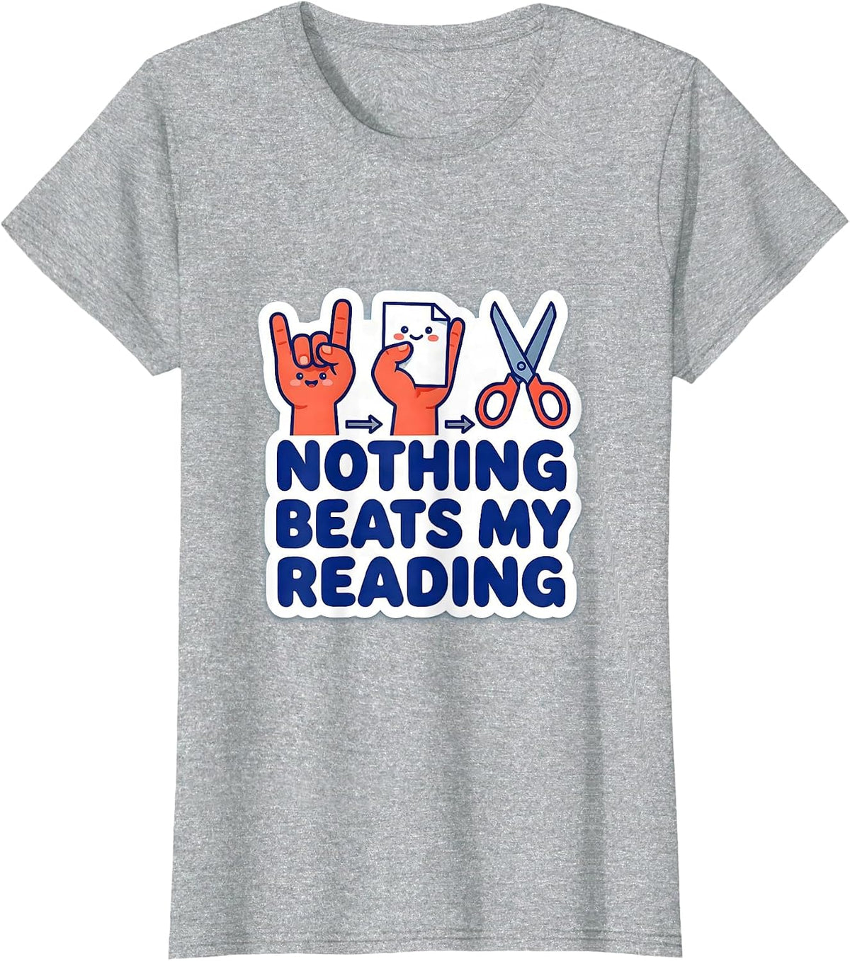 Women's Nothing Beats My Reading Funny Book Lover Back To School T-Shirt - Heather Grey