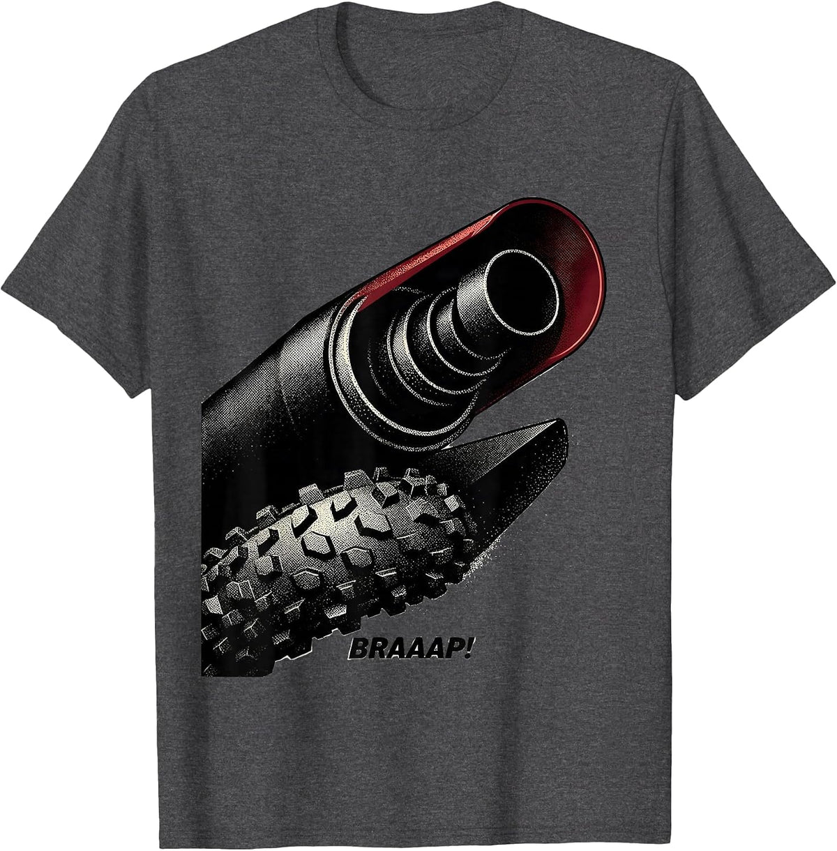 Men's BRAAAP! Blackwork Dotwork Dirt Bike Motocross Rider Gift T-Shirt - Dark Heather Grey