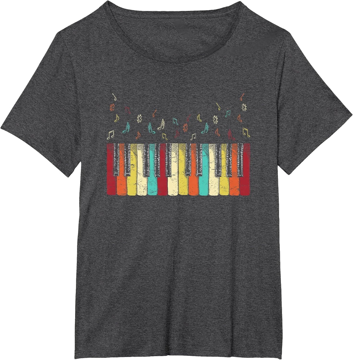 Vintage Retro Piano Keyboard Shirt for Men Women Girls Piano T-Shirt - Dark Heather Grey