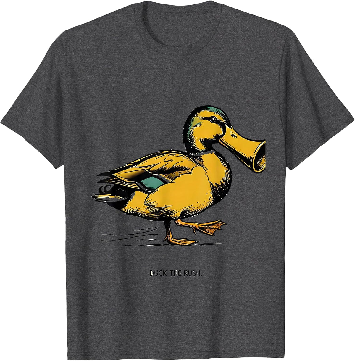 Men's Duck The Rush Funny Duck Hunter Hunting Dad Gift T-Shirt - Dark Heather Grey