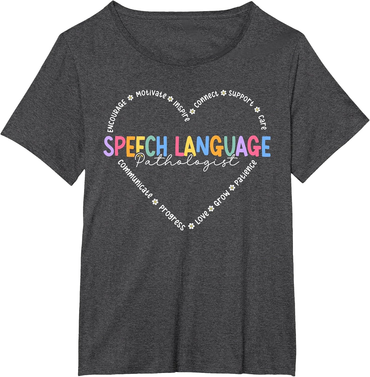 Speech Language Pathologist Heart Speech Therapist SLP T-Shirt - Dark Heather Grey