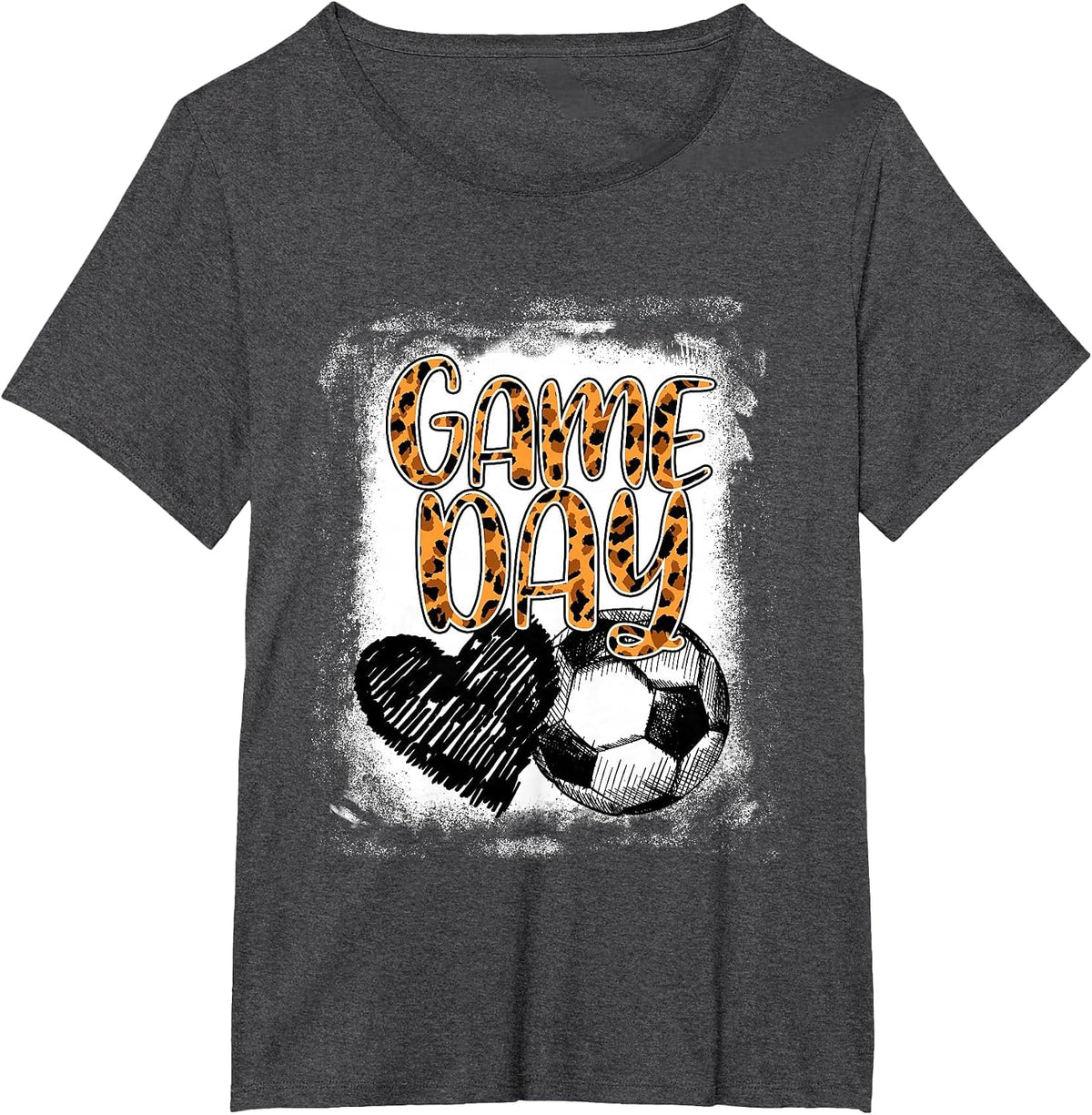 Soccer Game Day Women Leopard Cheetah Print Soccer Fan T-Shirt - Dark Heather Grey