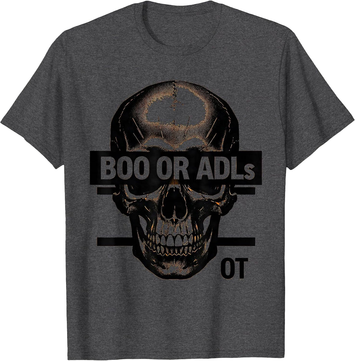 Men's Boo Or ADLs OT Funny Occupational Therapy Halloween Workwear T-Shirt - Dark Heather Grey