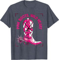 Pink Boots Wild Heart Cowboy Design T-Shirt - Heather Blue