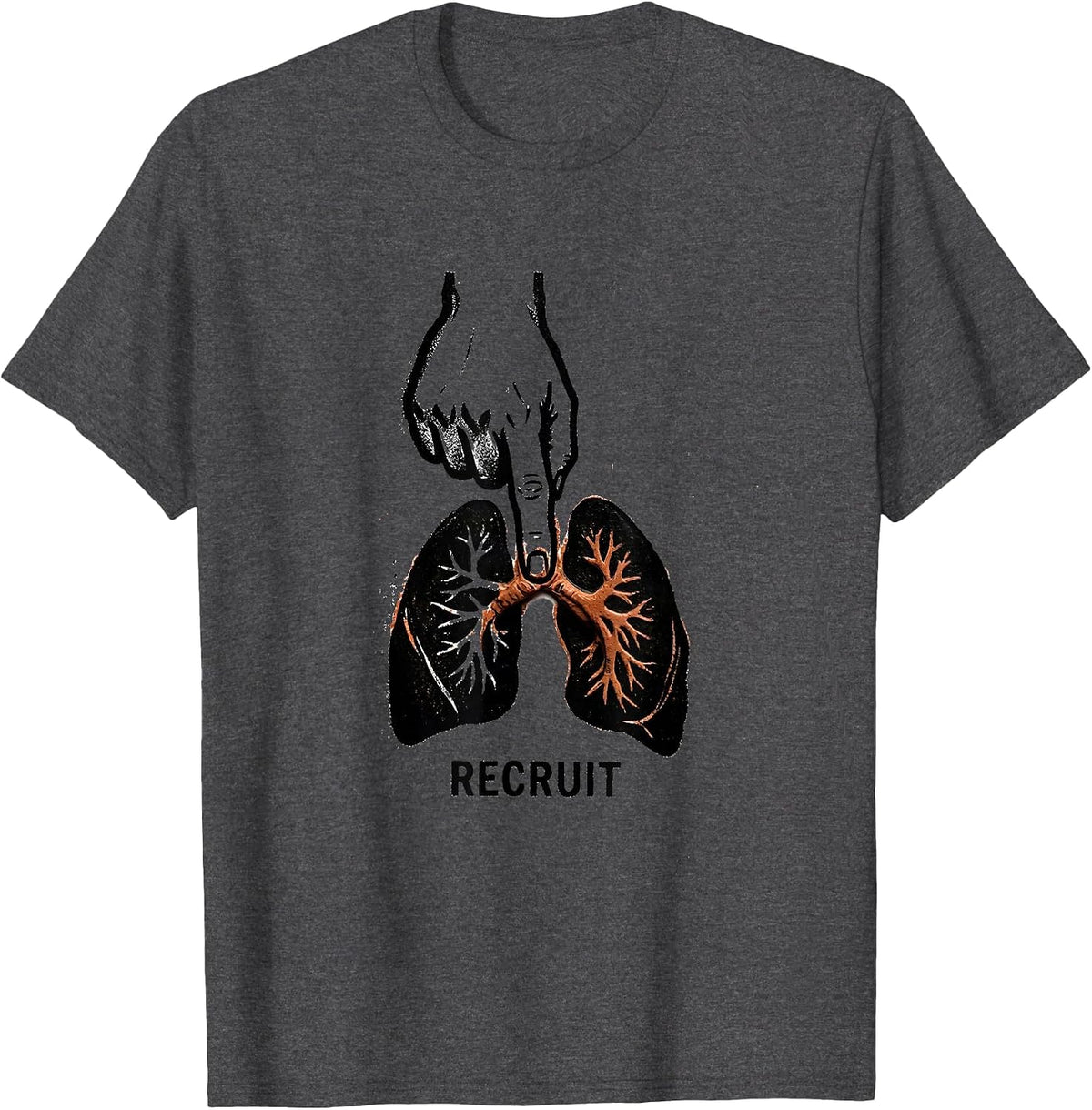 Recruit Bold Stamp Respiratory Therapist RT Lung Care Humor T-Shirt - Dark Heather Grey