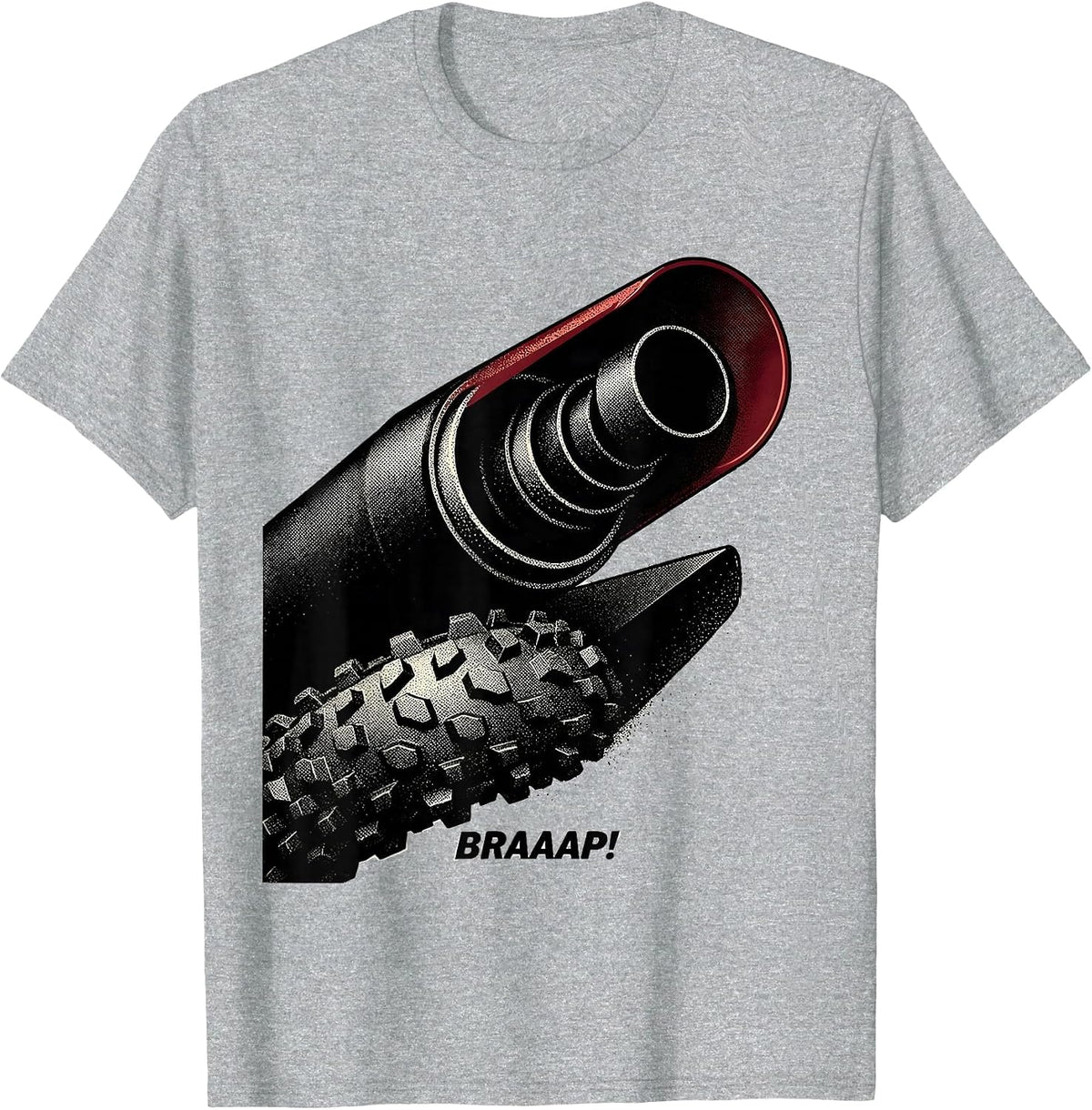 Men's BRAAAP! Blackwork Dotwork Dirt Bike Motocross Rider Gift T-Shirt - Heather Grey