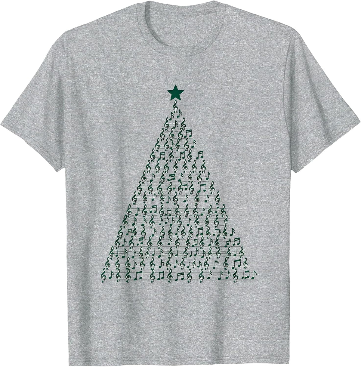 Men's Treble Clef Tree Monochromatic Music Teacher Christmas T-Shirt - Heather Grey
