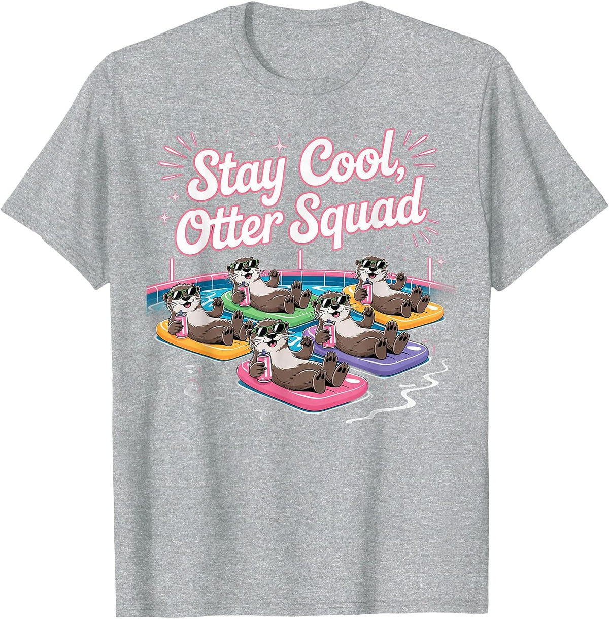 Stay Cool, Otter Squad Animal Squad Parties T-Shirt - Heather Grey