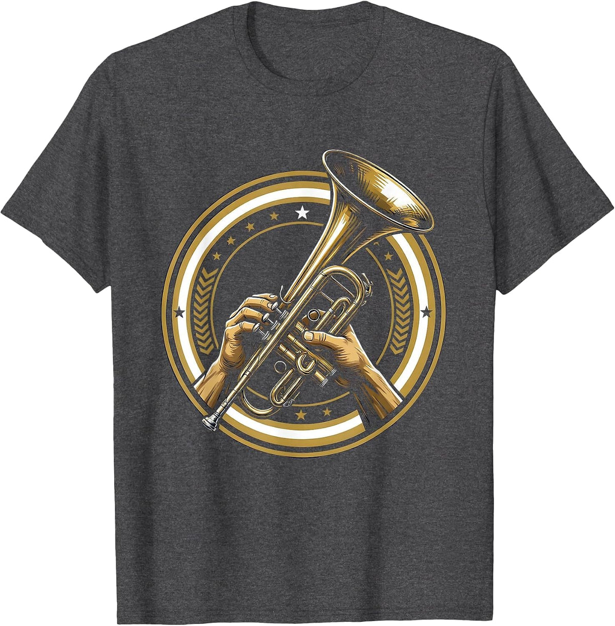 Band Mom Trumpet Polishing Graphic Design T-Shirt - Dark Heather Grey