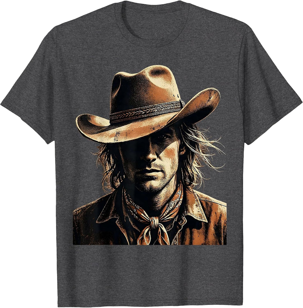 Cowgirl Hat Tilted Graphic Design T-Shirt - Dark Heather Grey