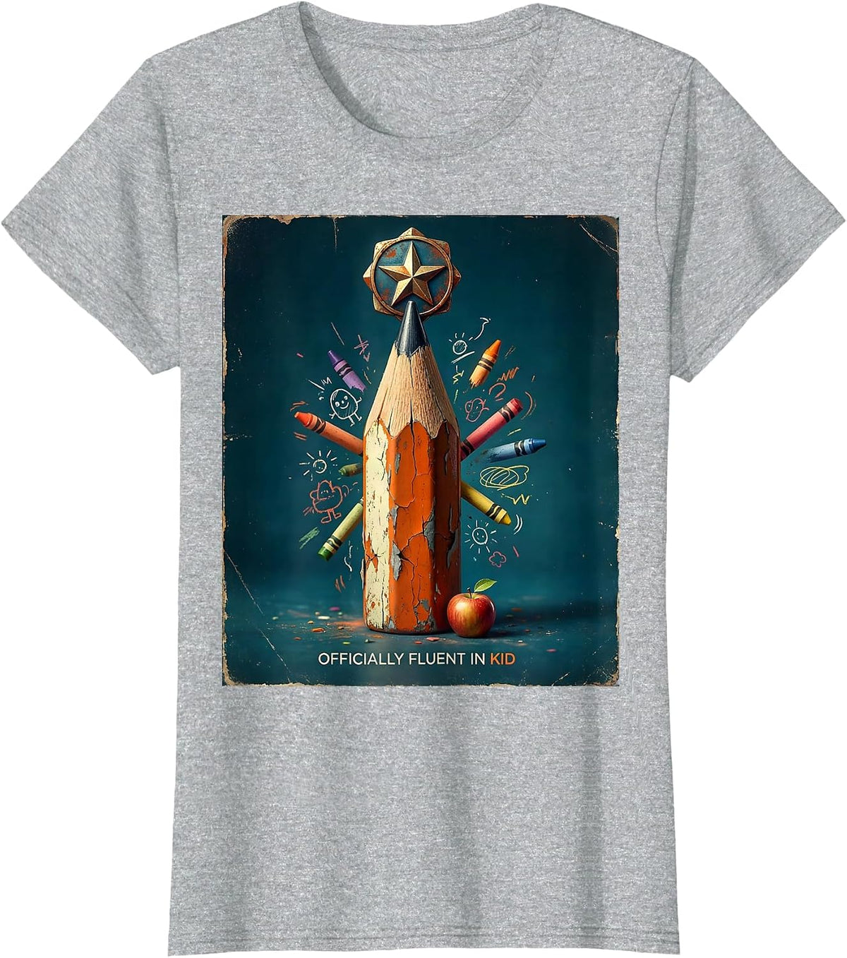Officially Fluent In Kid 3rd Grade Teacher Design T-Shirt - Heather Grey