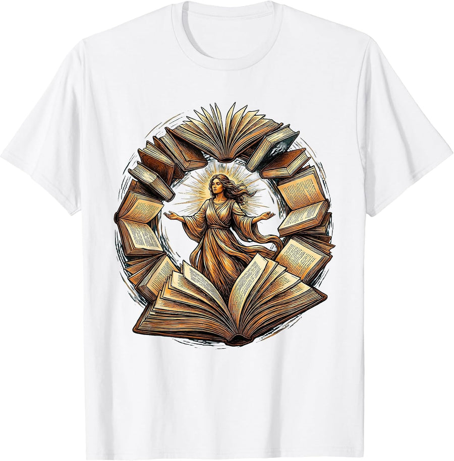 Men's Teacher Book Lover Illustration Graphic Tee T-Shirt - White