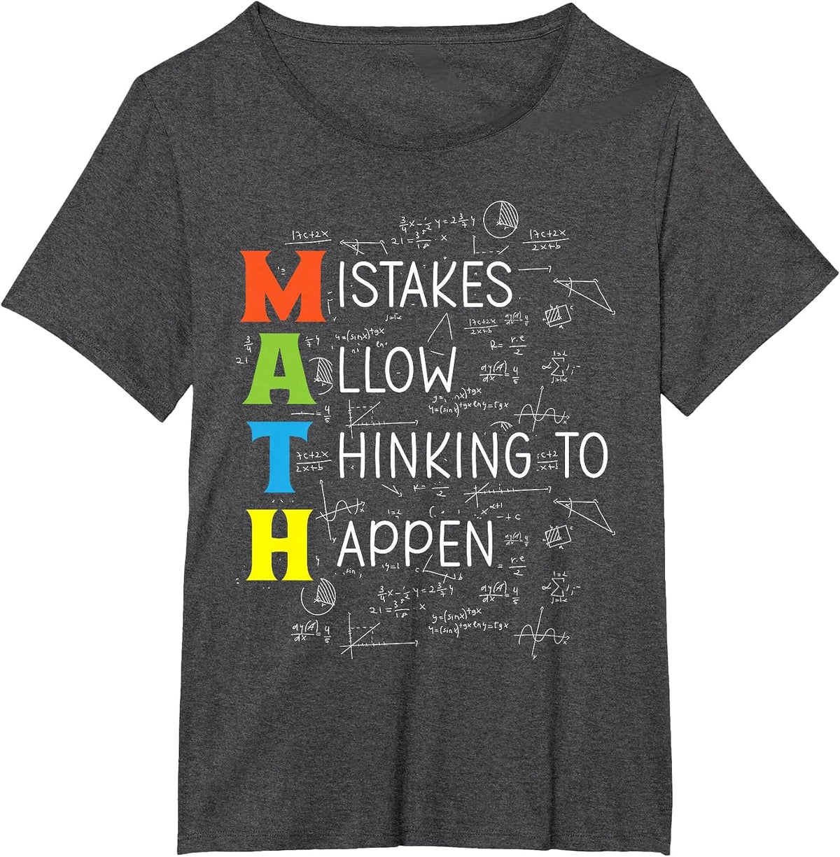 Math Mistakes Allow Thinking to Happen T-Shirt - Dark Heather Grey