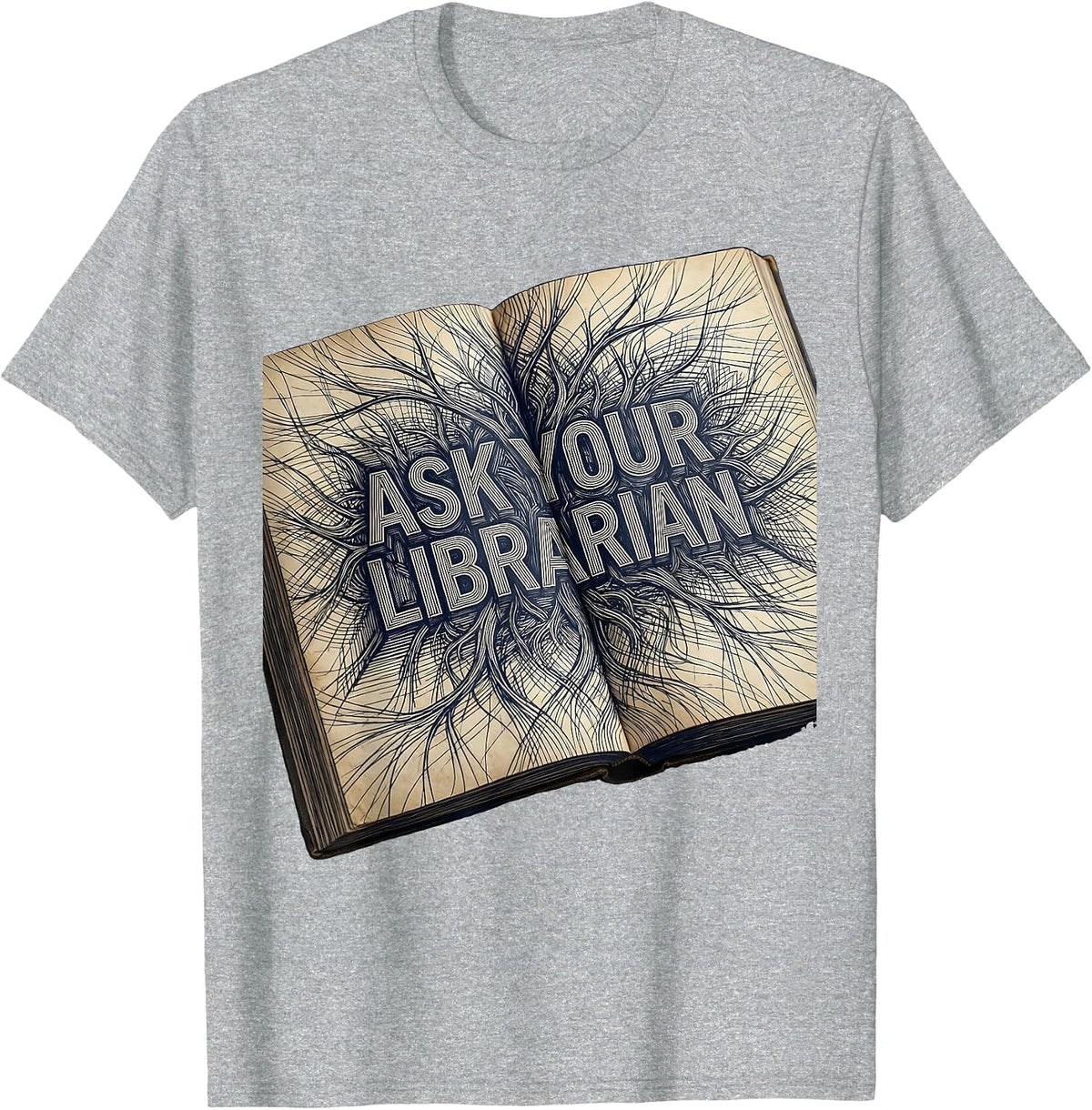 Men's Ask Your Librarian Book Lover Design T-Shirt - Heather Grey