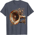 Trumpet Floral Notes Musical Bloom Design T-Shirt - Heather Blue