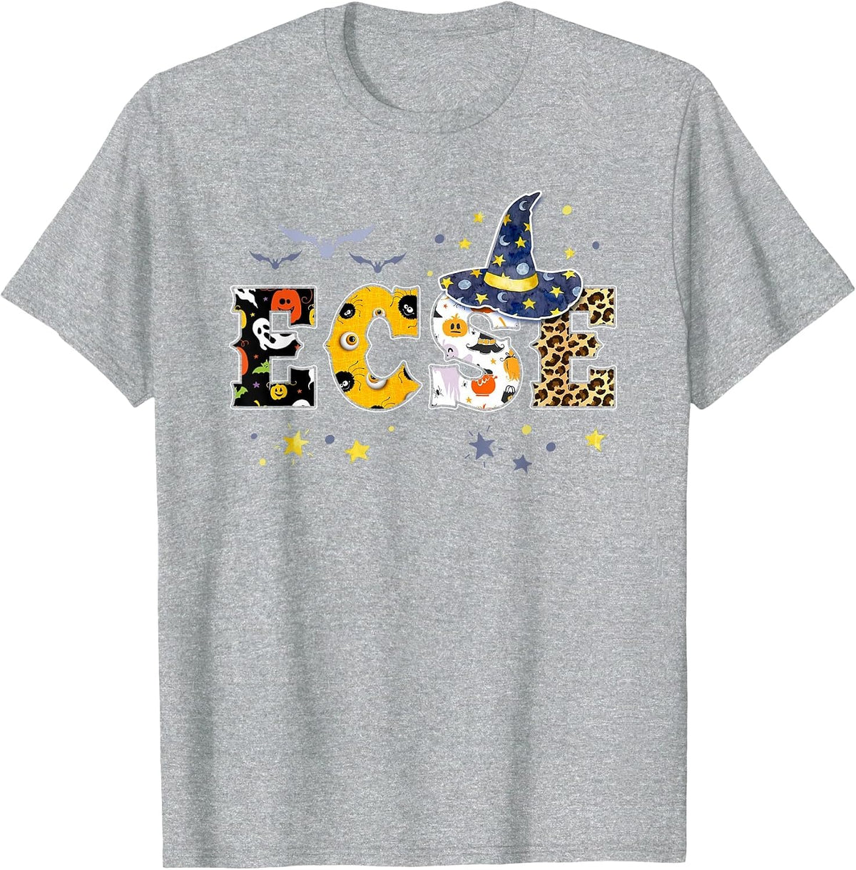 ECSE Witch Halloween Crew Early Childhood Teacher Matching T-Shirt - Heather Grey