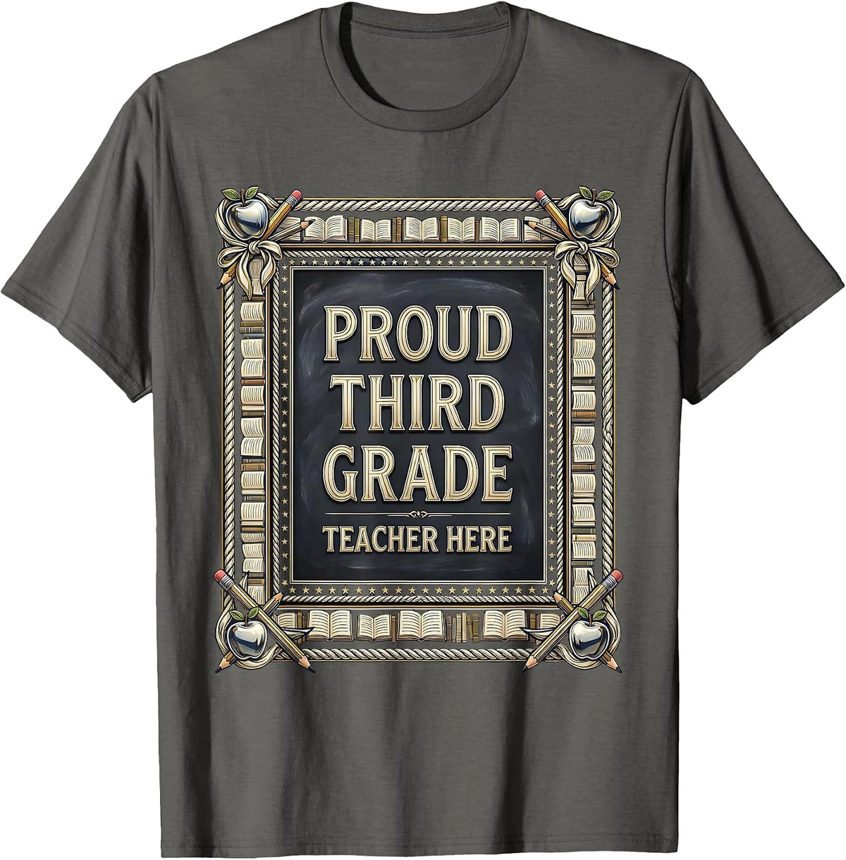 Men's Proud Third Grade Teacher Educator Design T-Shirt - Asphalt Grey