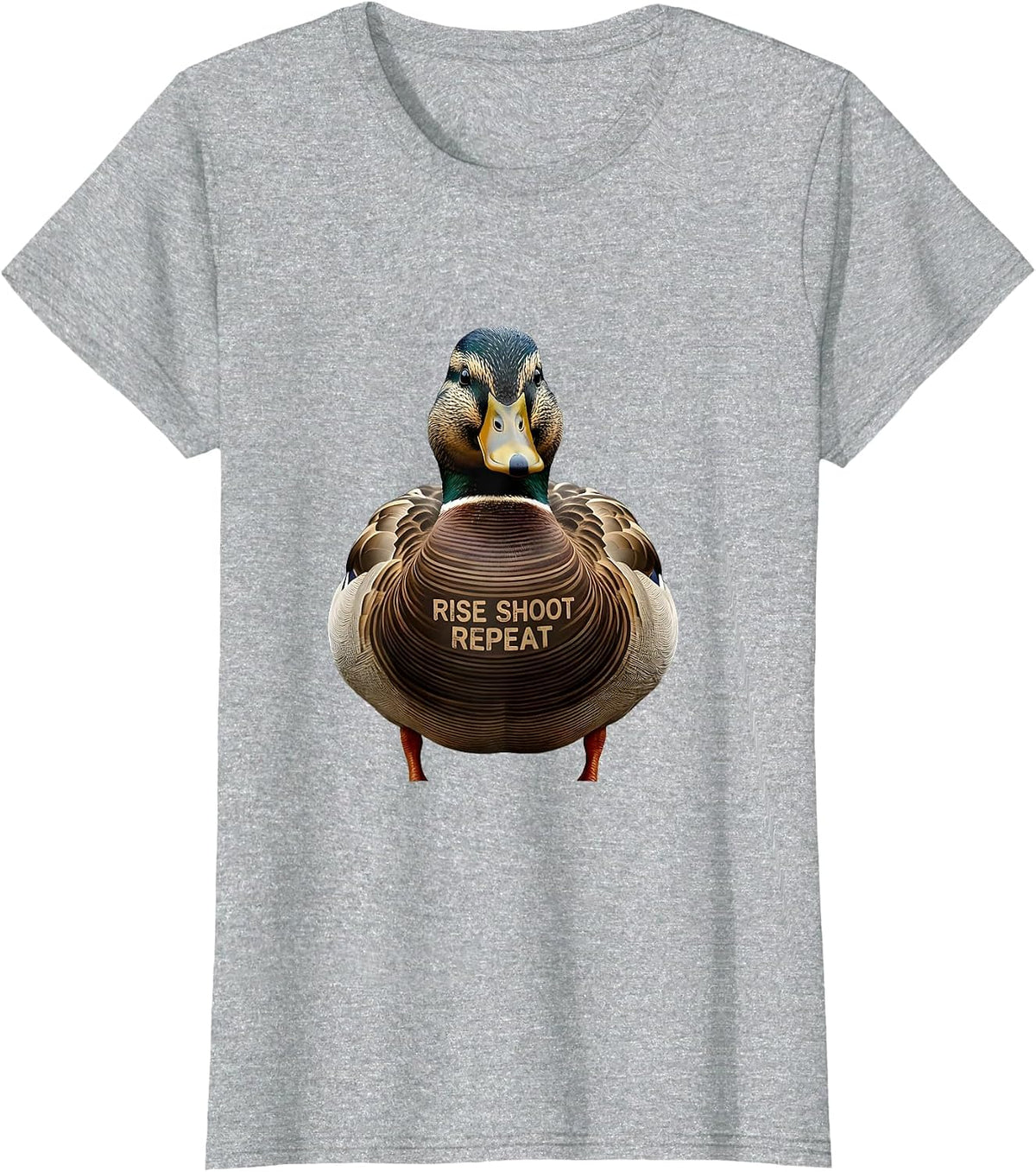 Duck Camo Rise Shoot Repeat Hunting Design T-Shirt - Heather Grey