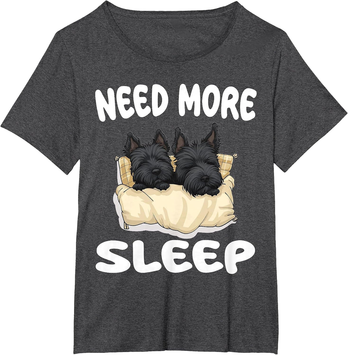 Cute Scottish Terrier Need More Sleep Pajamas Nightgown T-Shirt - Dark Heather Grey