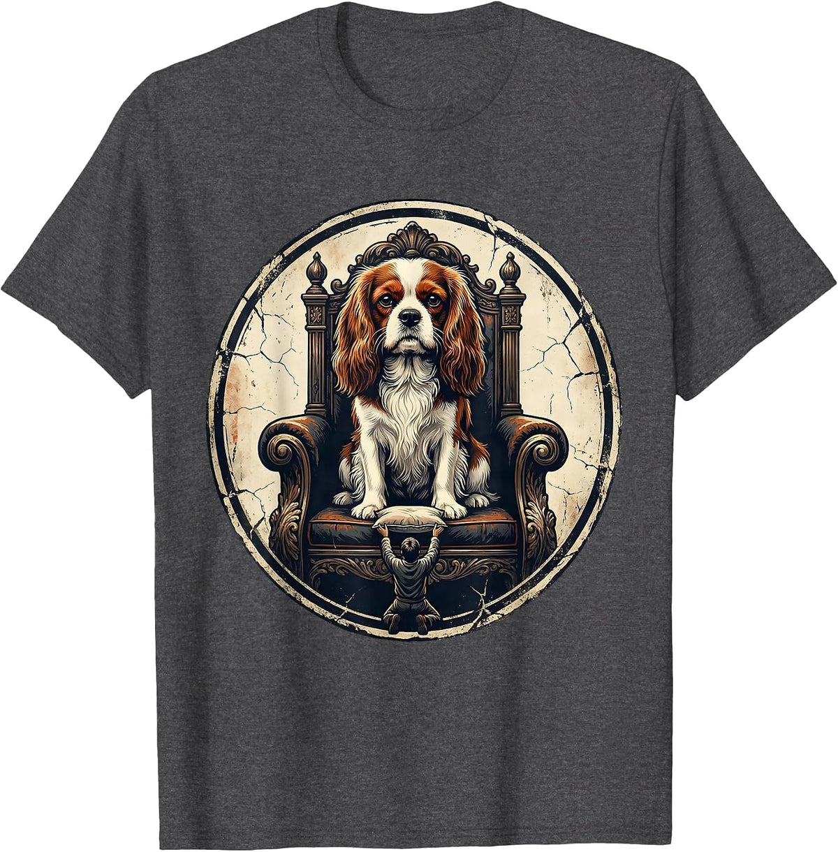 Men's Cavalier King Charles Spaniel Distressed Dog Owner Humor T-Shirt - Dark Heather Grey