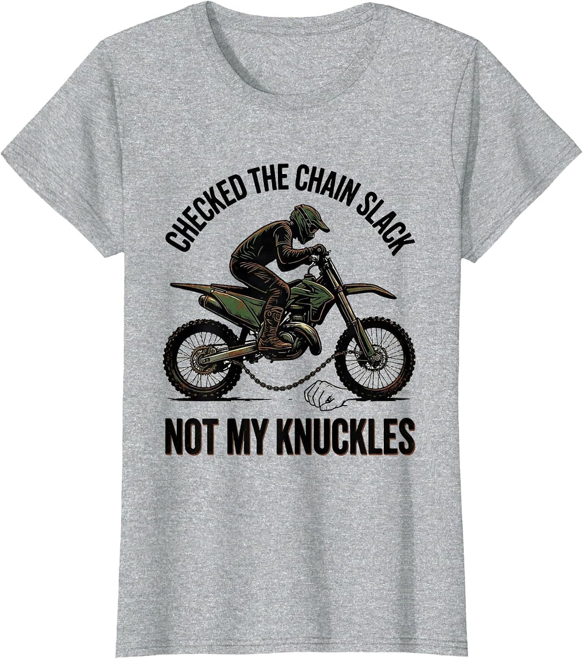 Checked The Chain Slack Not My Knuckles Vintage Dirt Bike T-Shirt - Heather Grey