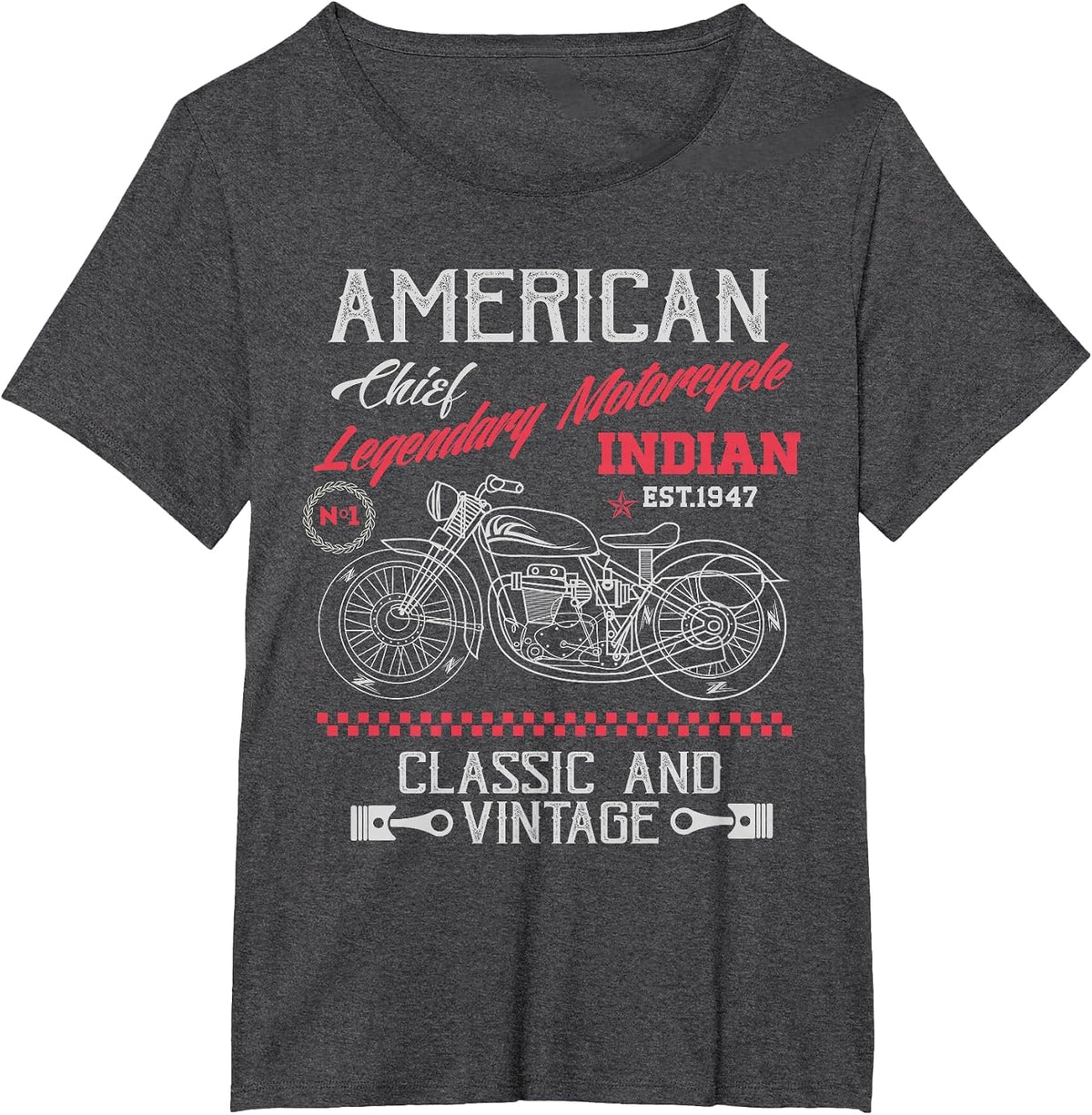 Vintage American Motorcycle Indian Old Bikers T-Shirt T-Shirt - Dark Heather Grey