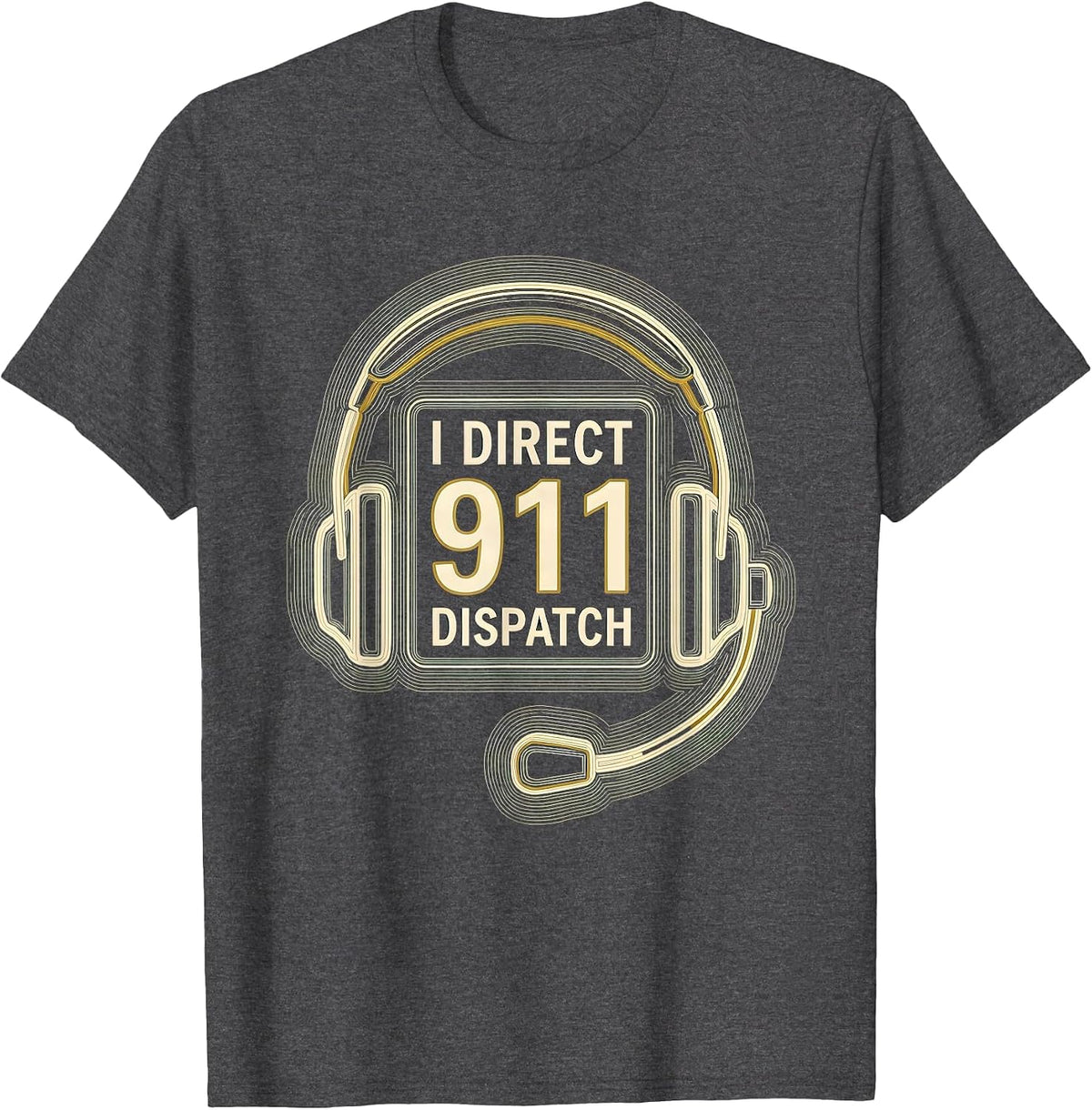 Men's I Direct 911 Dispatch Topographic Contour Dispatcher Tribute T-Shirt - Dark Heather Grey