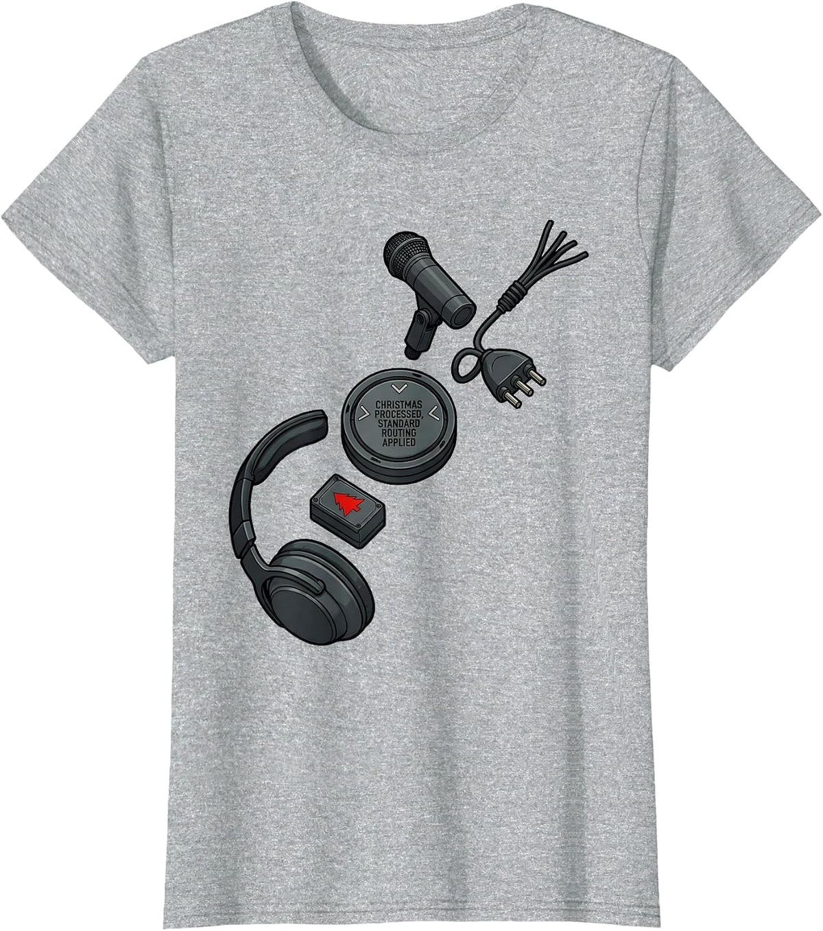 Christmas Processed, Standard Routing Applied 911 Dispatcher T-Shirt - Heather Grey