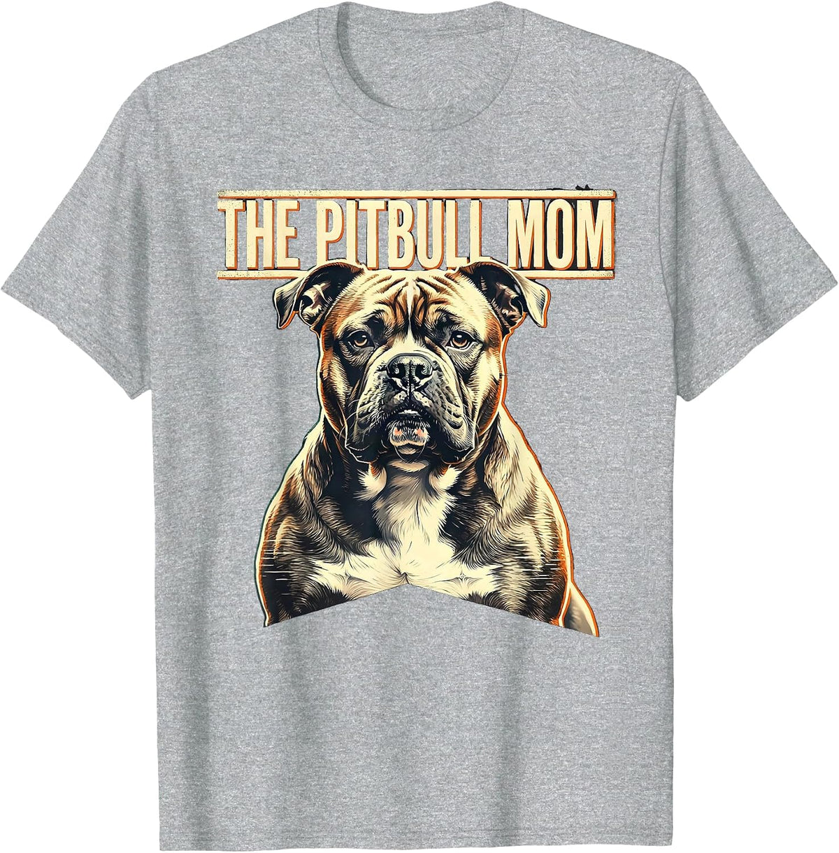 Men's The Pitbull Mom Stencil Ghost Dog Halloween Skeleton T-Shirt - Heather Grey