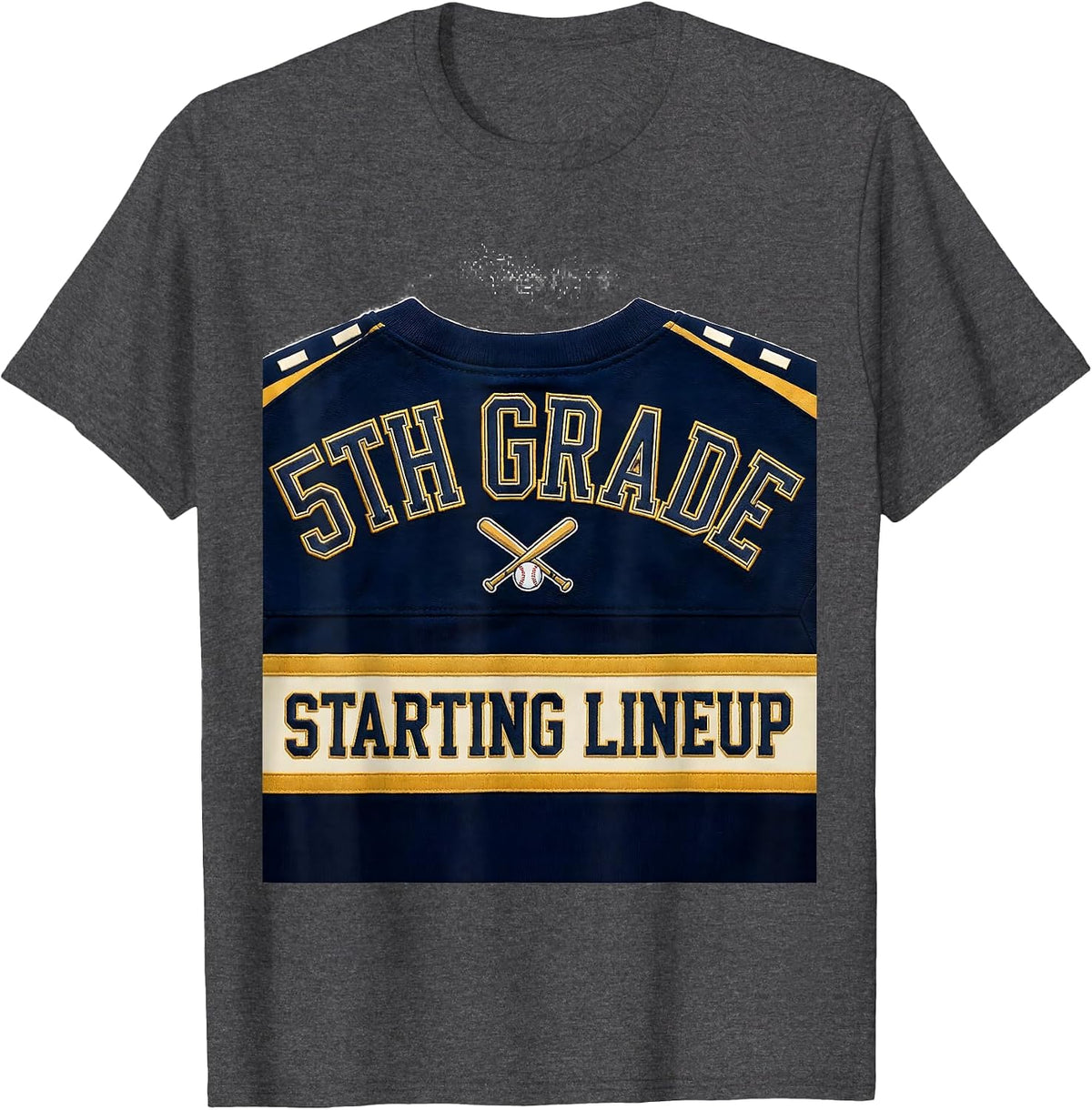 5th Grade Starting Lineup Sports Back To School Baseball T-Shirt - Dark Heather Grey
