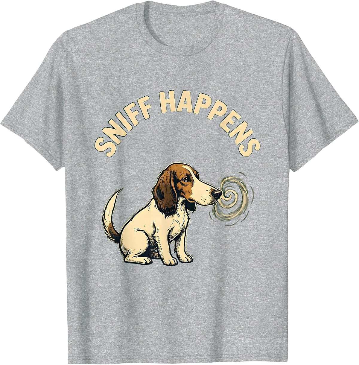 Men's Sniff Happens Funny Dog Lover Pitbull Humor T-Shirt - Heather Grey