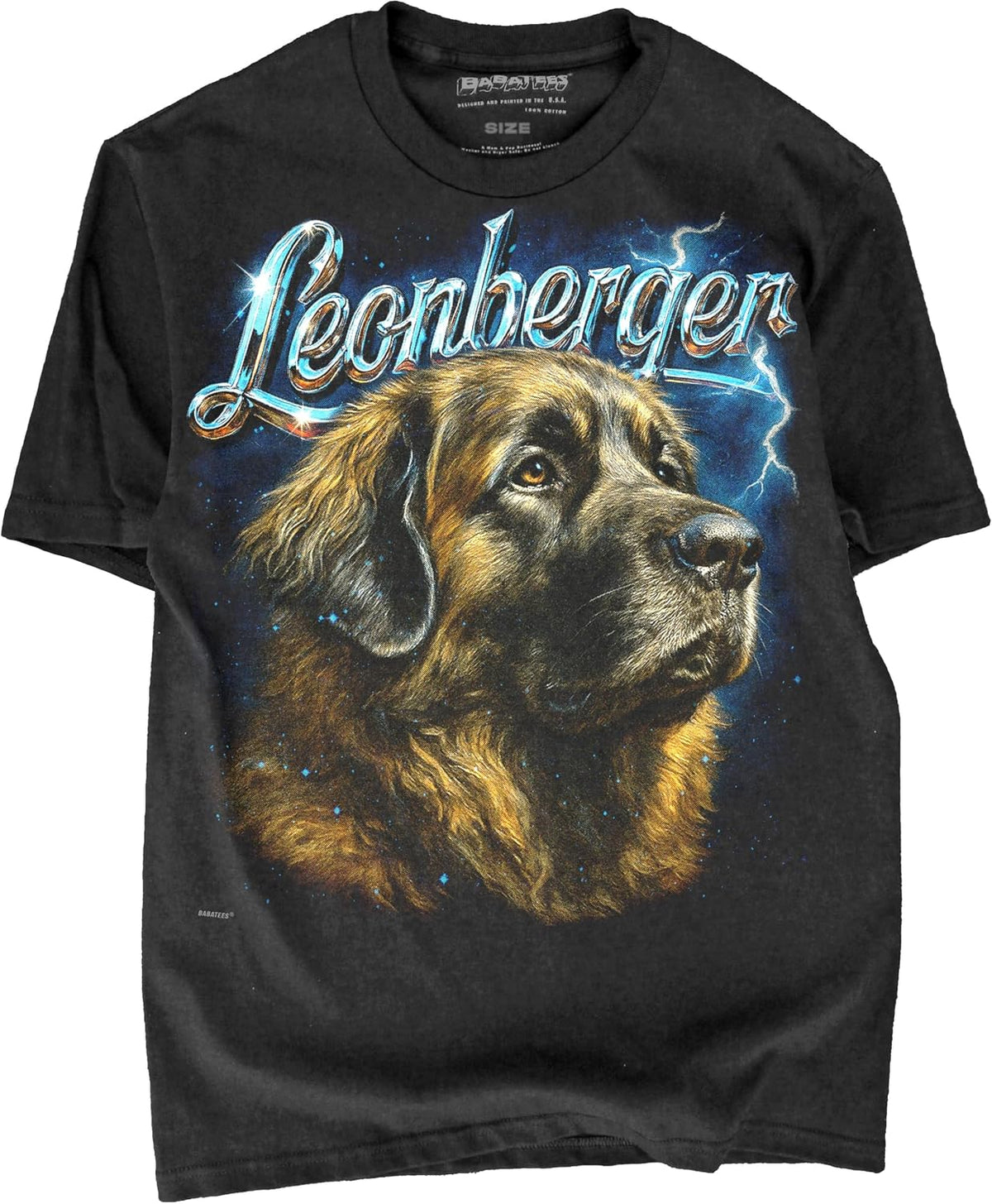 Heavy Metal 80s Animal Black Tshirt - 100% Cotton - for Men & Women - Leonberger