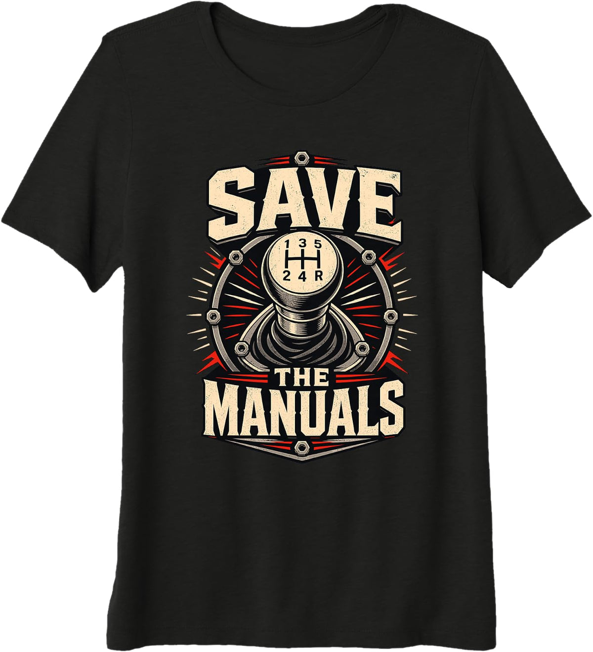 Save The Manuals Manual Transmission Gear Shift Premium Tri-Blend T-Shirt - Black