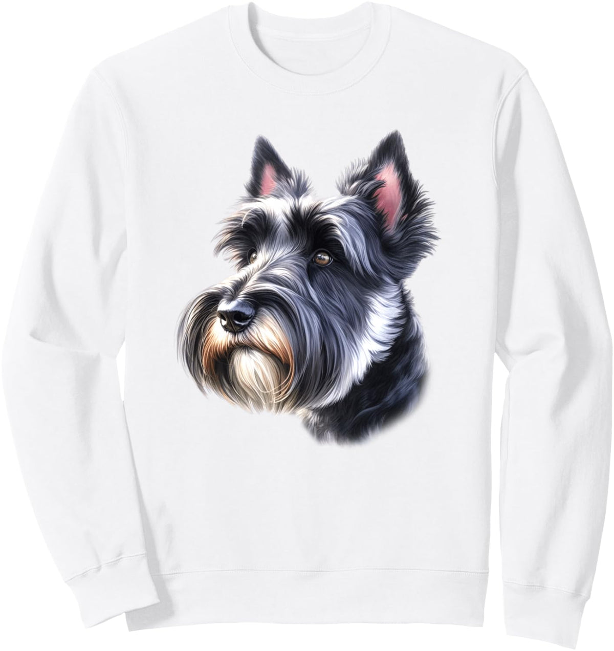Scottish Terrier Dog Portrait Sweatshirt - Adult Unisex White
