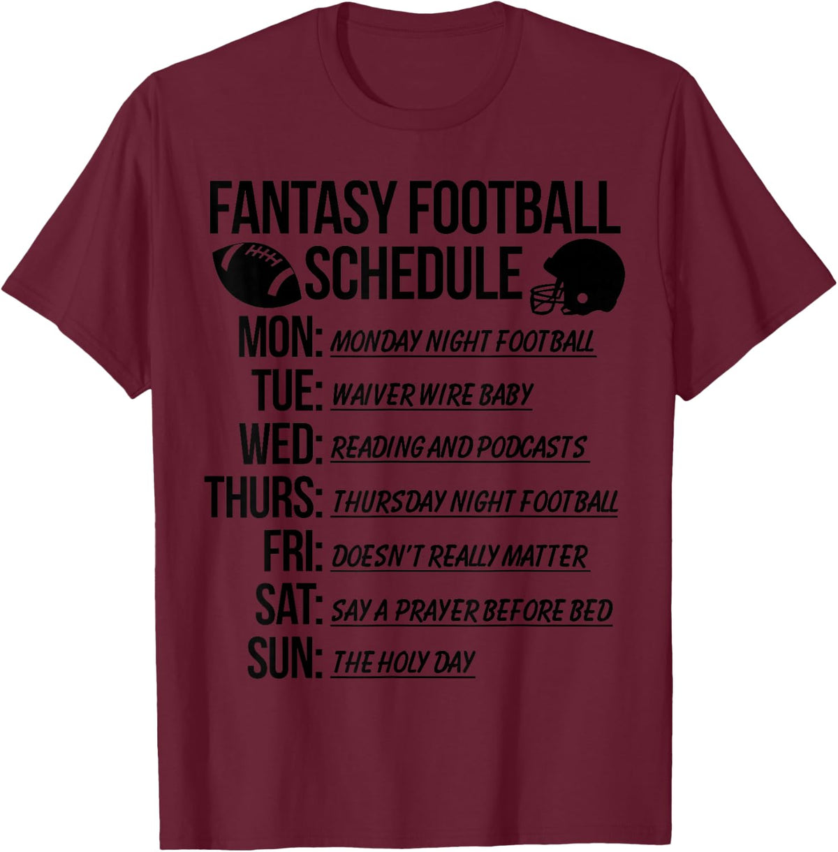 Fantasy Football Draft Party T-Shirt - Burgundy