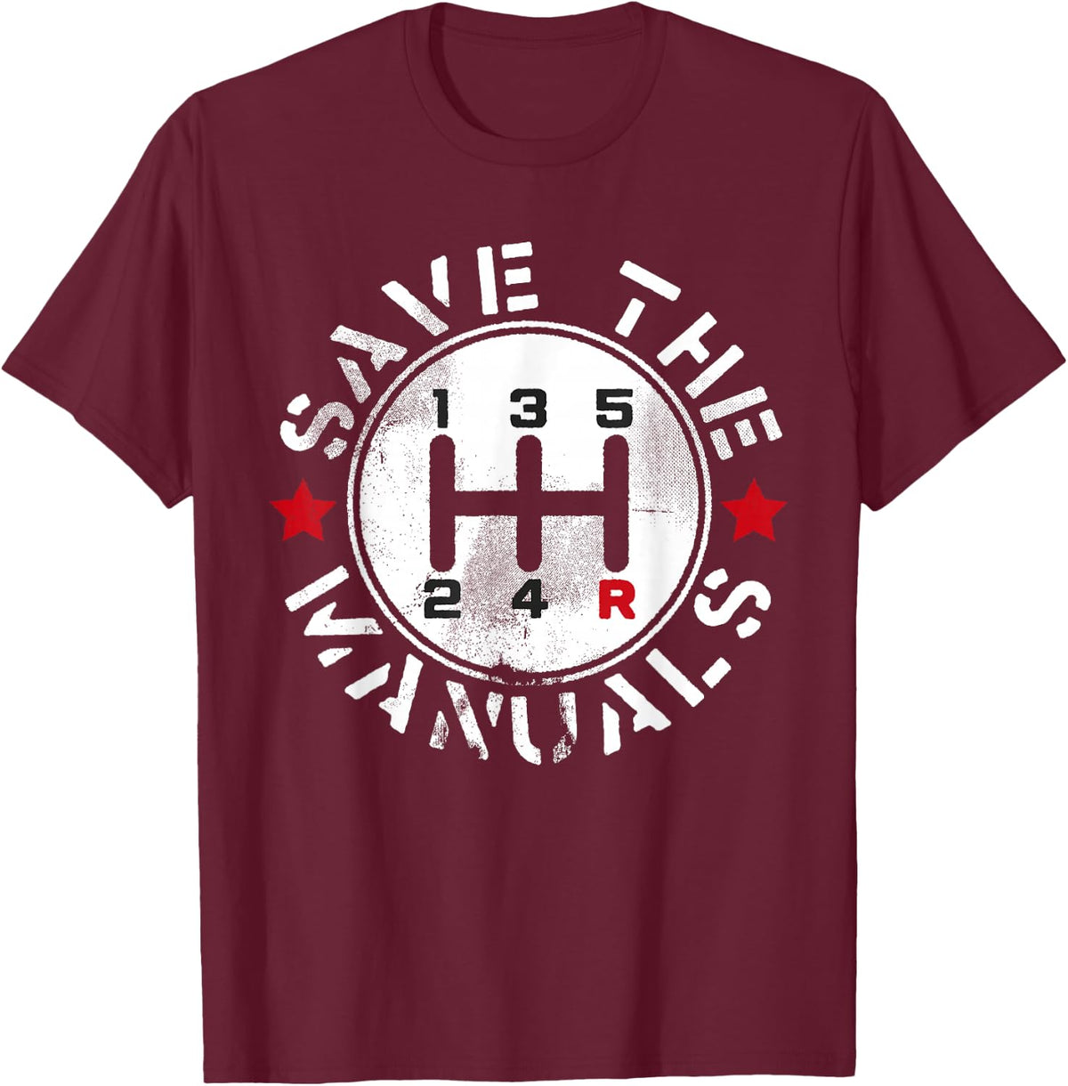 Three-pedal manual transmission. Save the manuals T-Shirt - Burgundy