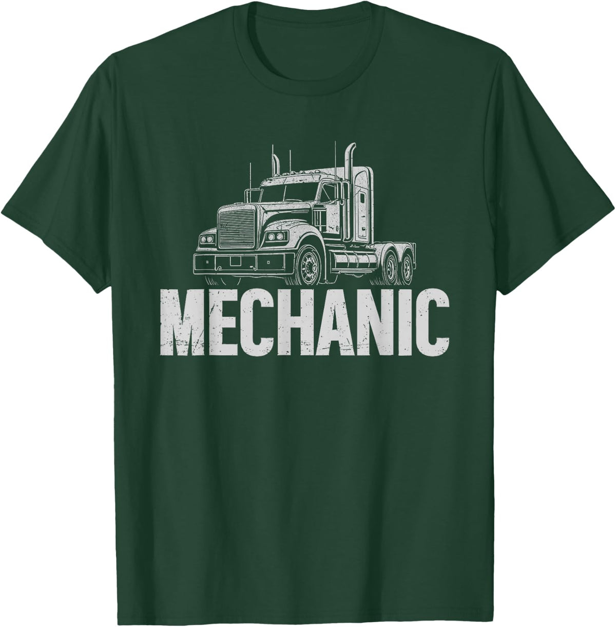 Truck mechanic, distressed vintage diesel mechanic T-Shirt - Dark Green