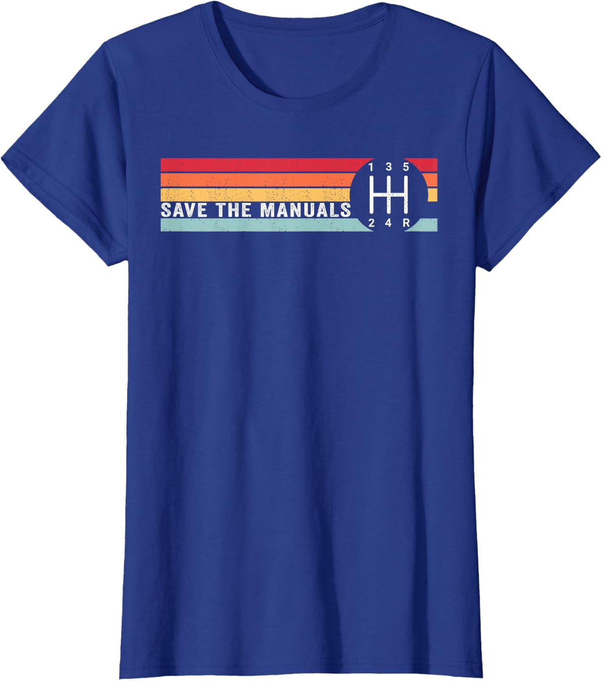 Three Pedals Vintage Save The Stick Manual Transmission Car T-Shirt - Royal Blue