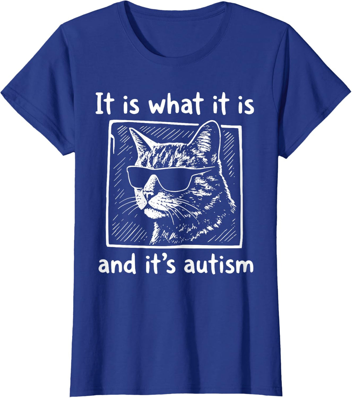 It is What It is and It's Autism Vintage Cat SPED Teacher T-Shirt - Royal Blue