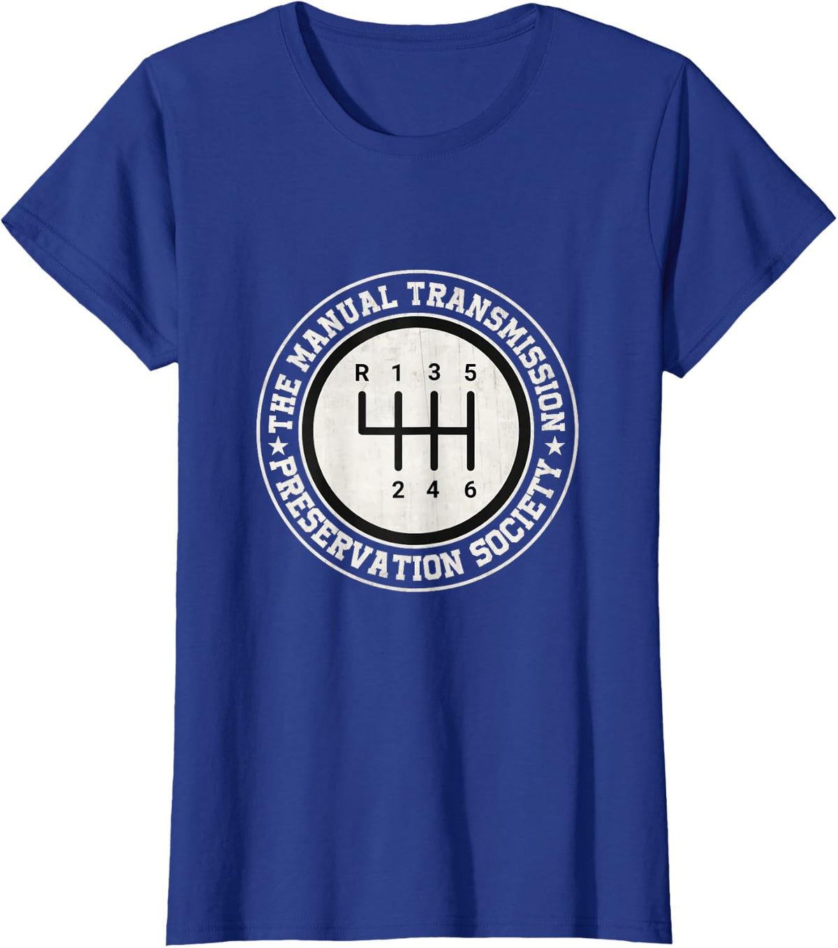 Manual Transmission Preservation Society 3 Pedals 6 Speed Tee Stick Shift T-Shirt - Royal Blue