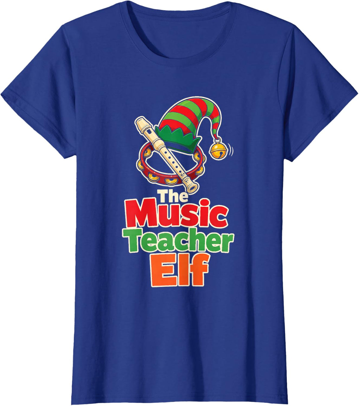 Music Teacher Elf Christmas Elementary School Chorus T-Shirt - Royal Blue