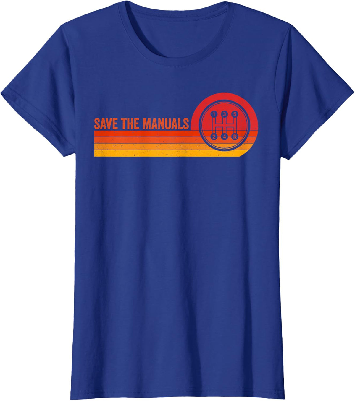Save The Manuals 5 Speed Manual Transmission T-Shirt Tee Three Pedals Stick Shift - Royal Blue