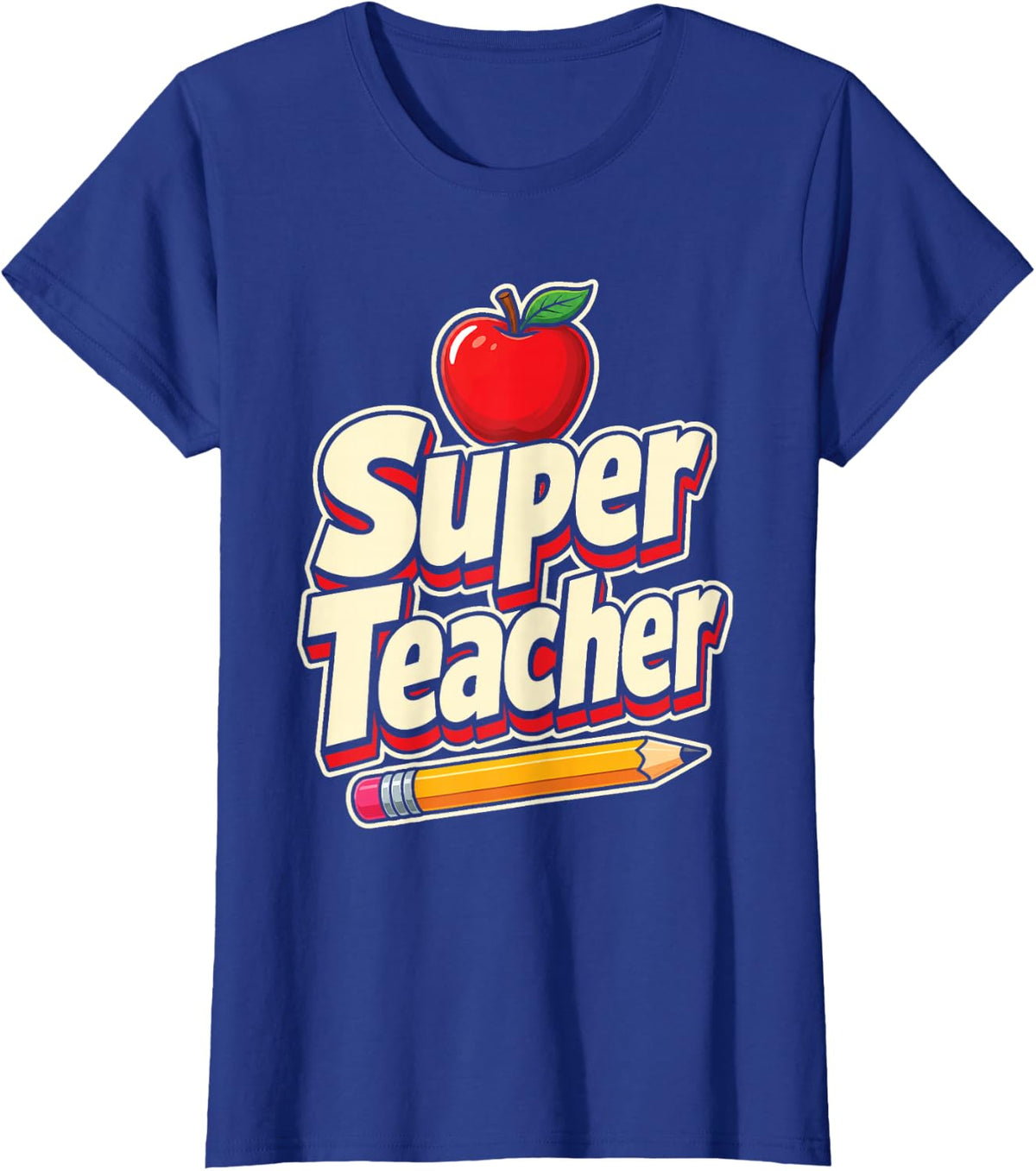 Elementary School Super Teacher Retro Appreciation T-Shirt - Royal Blue