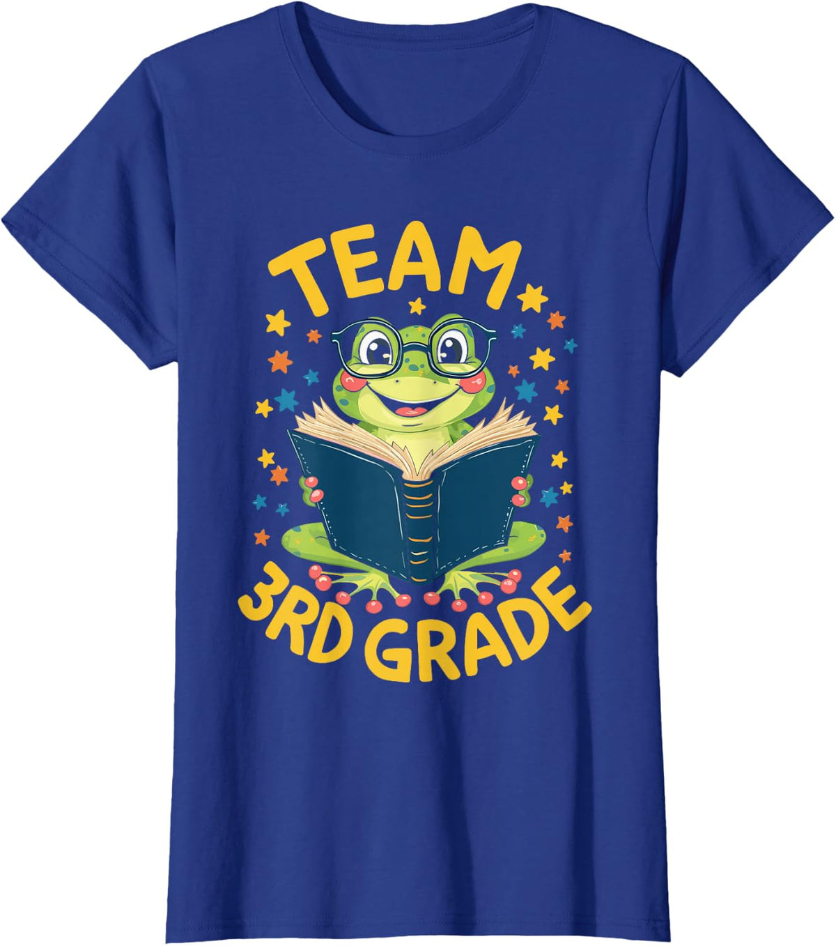 Team 3rd Grade Teacher Reading Frog T-Shirt - Royal Blue