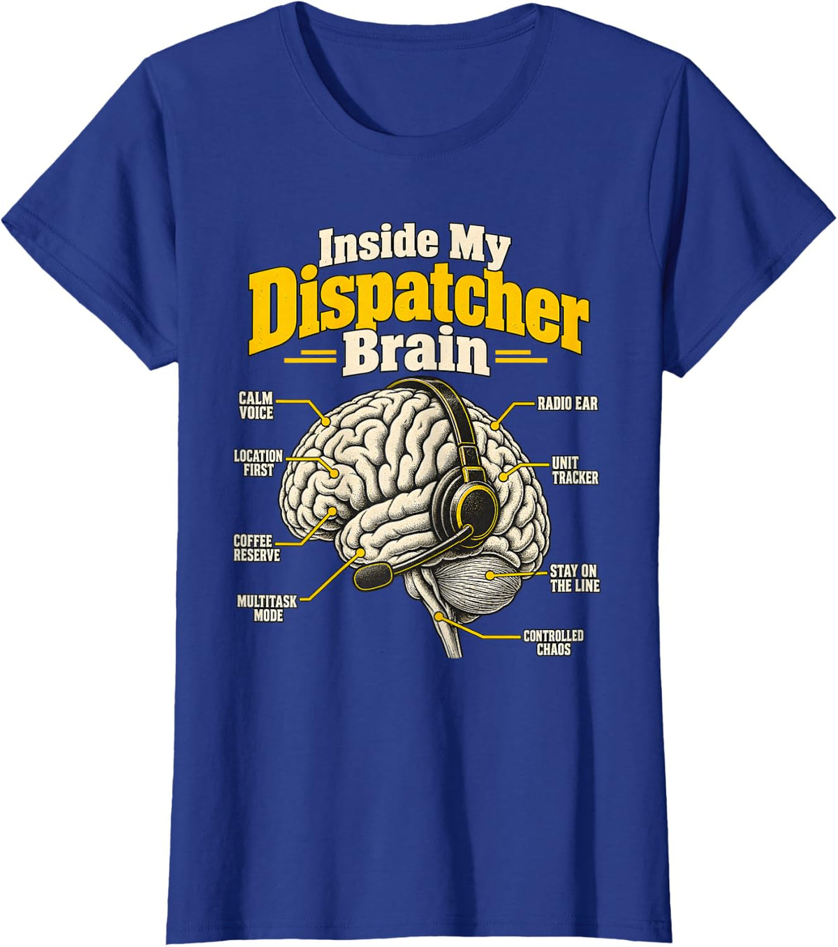 Emergency Dispatcher 911 Inside My Dispatcher Brain T-Shirt - Royal Blue