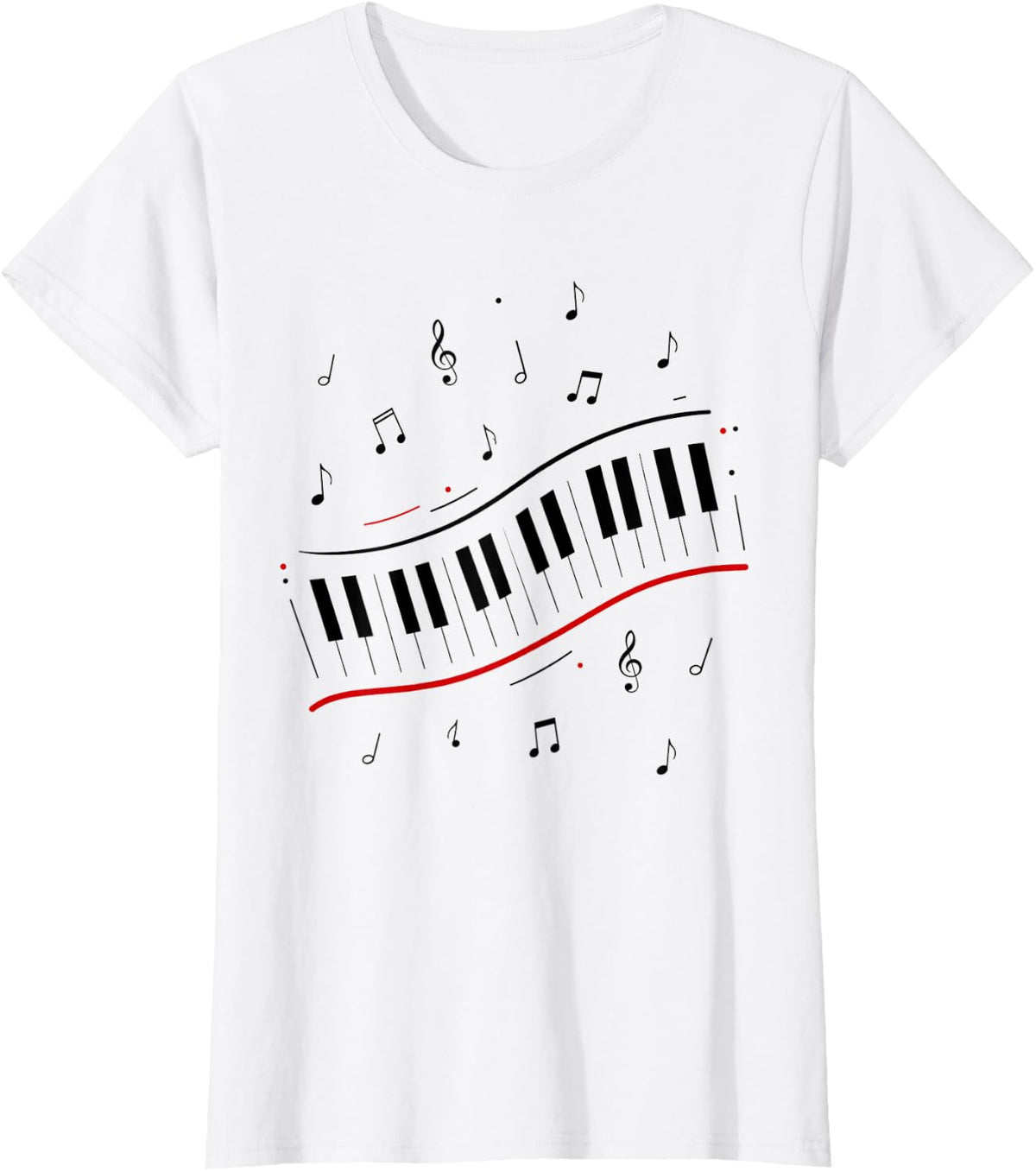 Minimal Piano Beat Keyboard Music Notes Pianist Art Musical T-Shirt - White