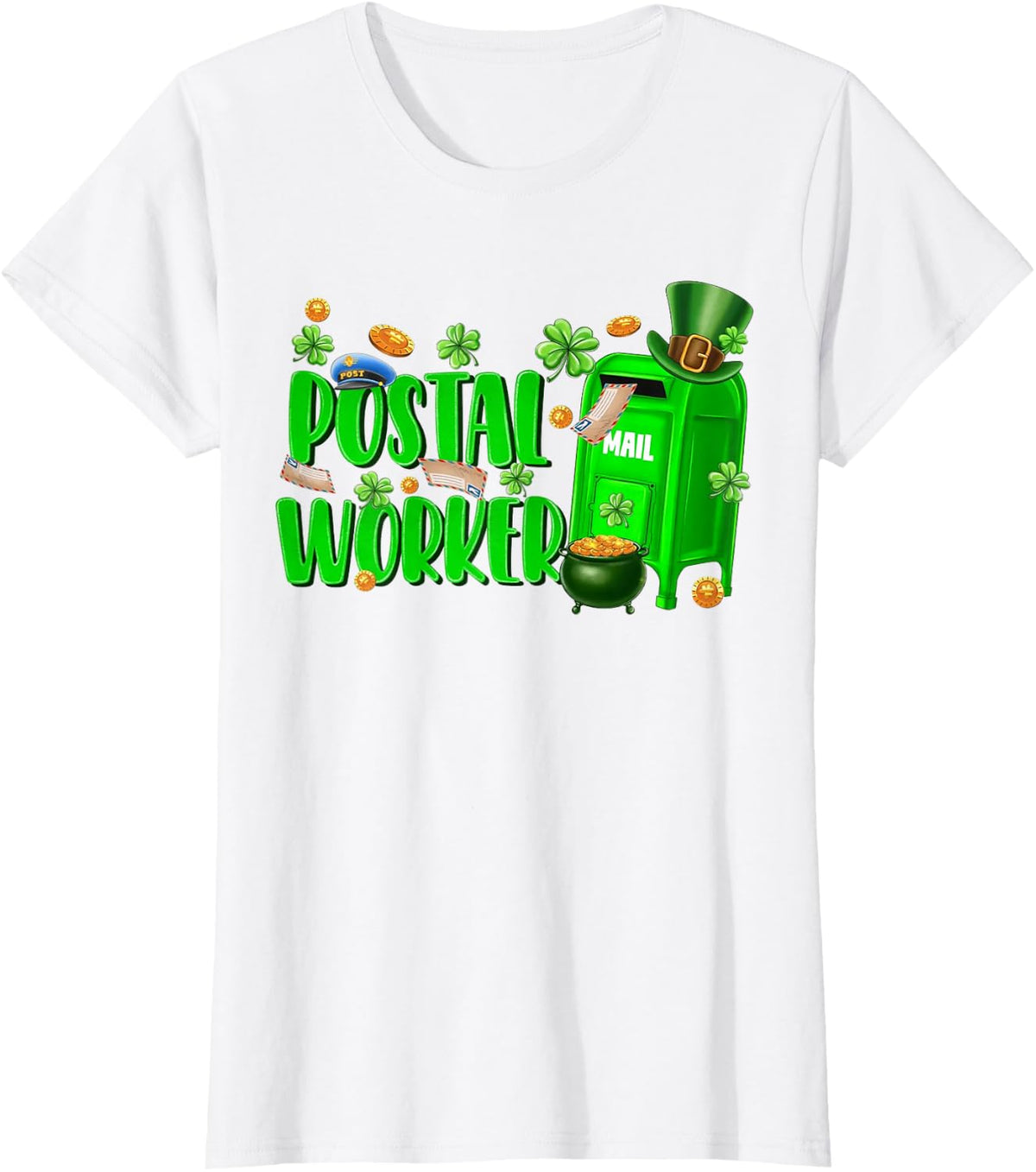 St Patrick's Day Postal Worker Irish Post Office Delivery T-Shirt - White